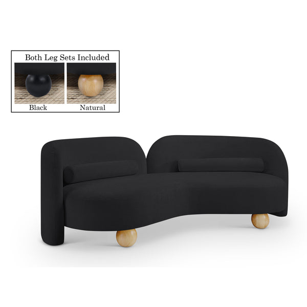 Meridian Daphne Black Chenille Fabric Sofa IMAGE 1