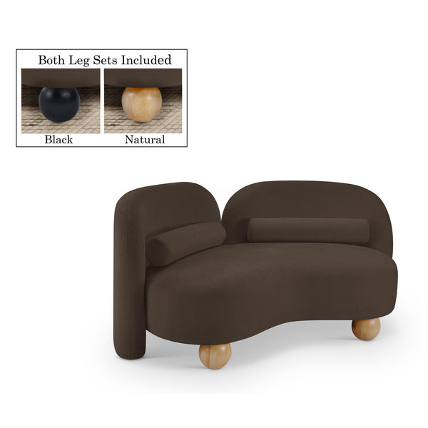Meridian Daphne Brown Chenille Fabric Loveseat IMAGE 1