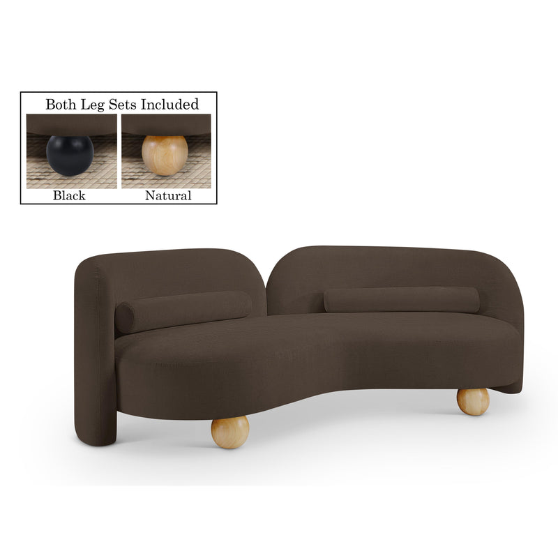 Meridian Daphne Brown Chenille Fabric Sofa IMAGE 1