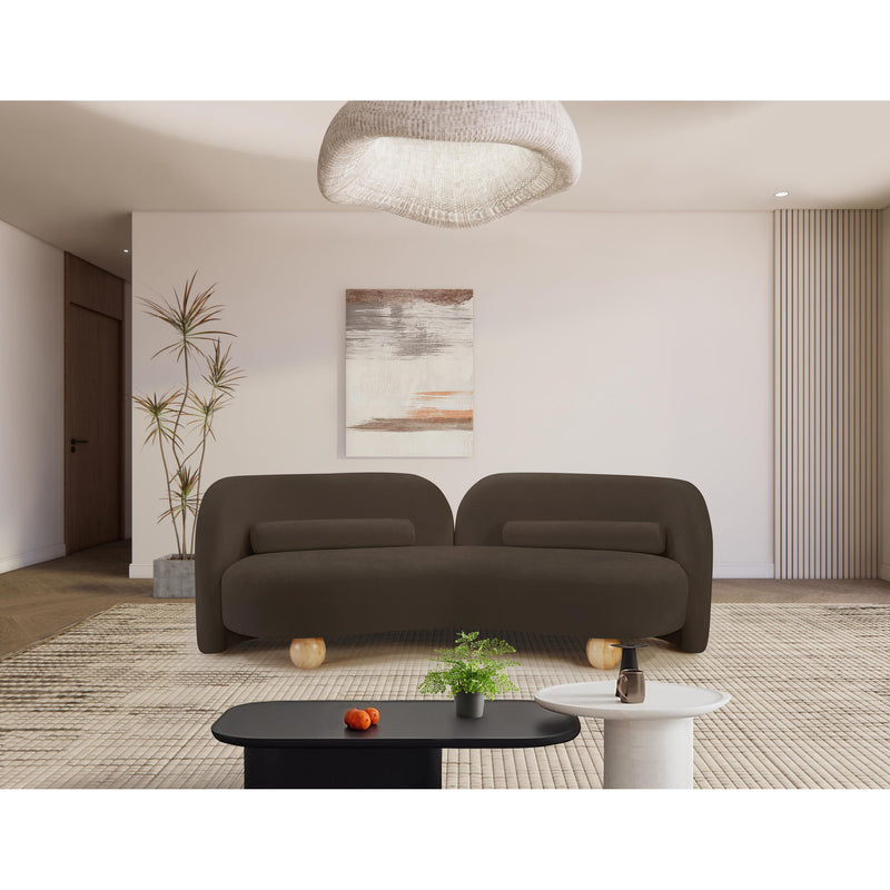 Meridian Daphne Brown Chenille Fabric Sofa IMAGE 3