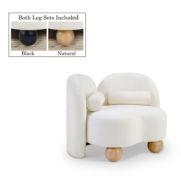 Meridian Daphne Cream Chenille Fabric Chair IMAGE 1