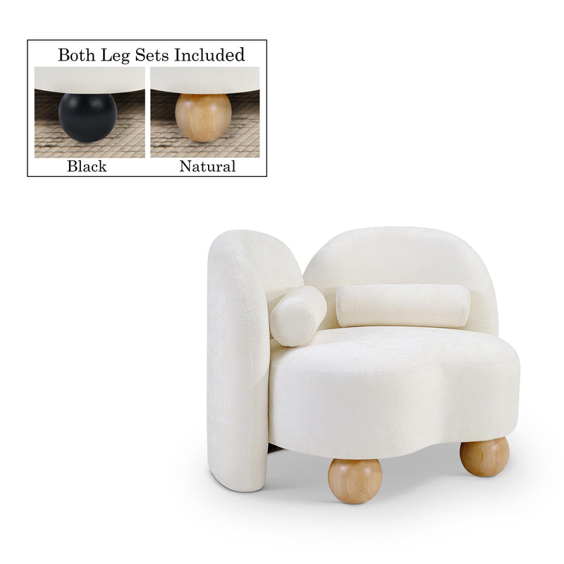 Meridian Daphne Cream Chenille Fabric Chair IMAGE 1