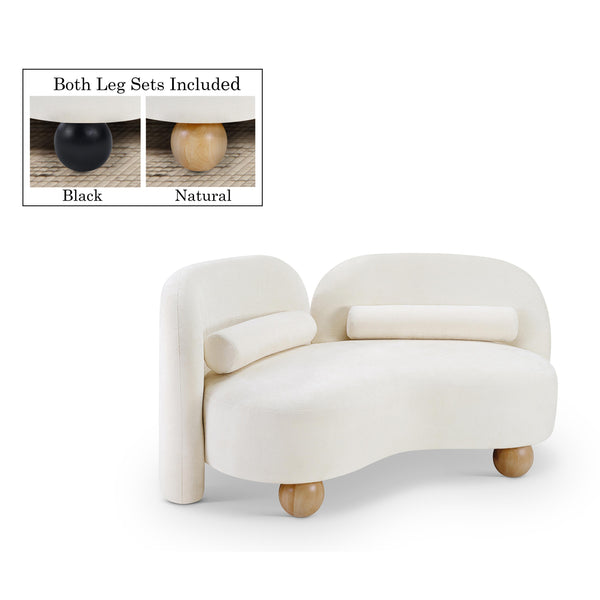 Meridian Daphne Cream Chenille Fabric Loveseat IMAGE 1