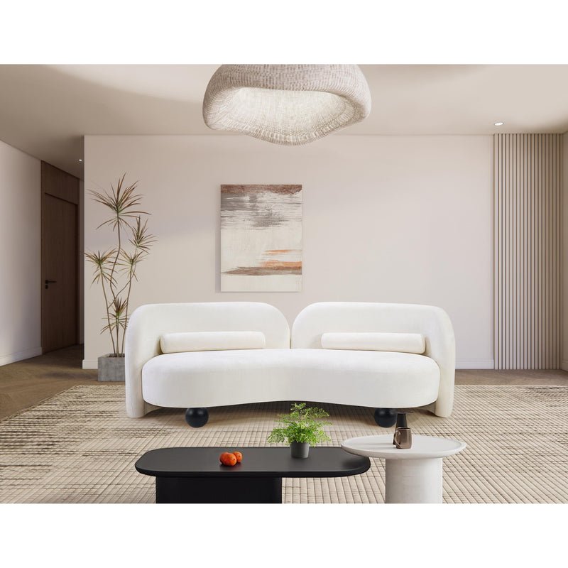 Meridian Daphne Cream Chenille Fabric Sofa IMAGE 4