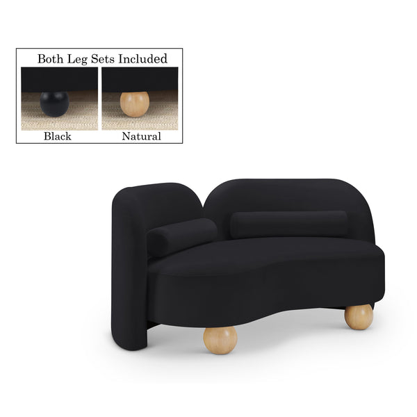 Meridian Daphne Black Velvet Loveseat IMAGE 1