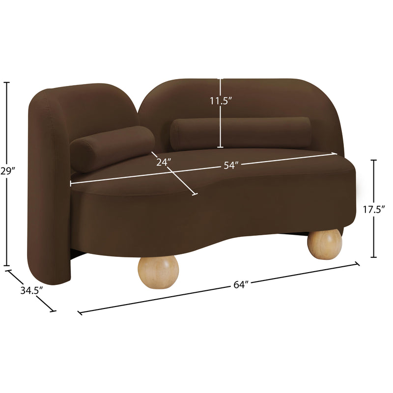 Meridian Daphne Brown Velvet Loveseat IMAGE 17
