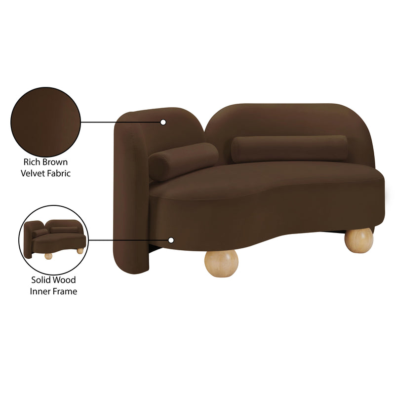 Meridian Daphne Brown Velvet Loveseat IMAGE 18