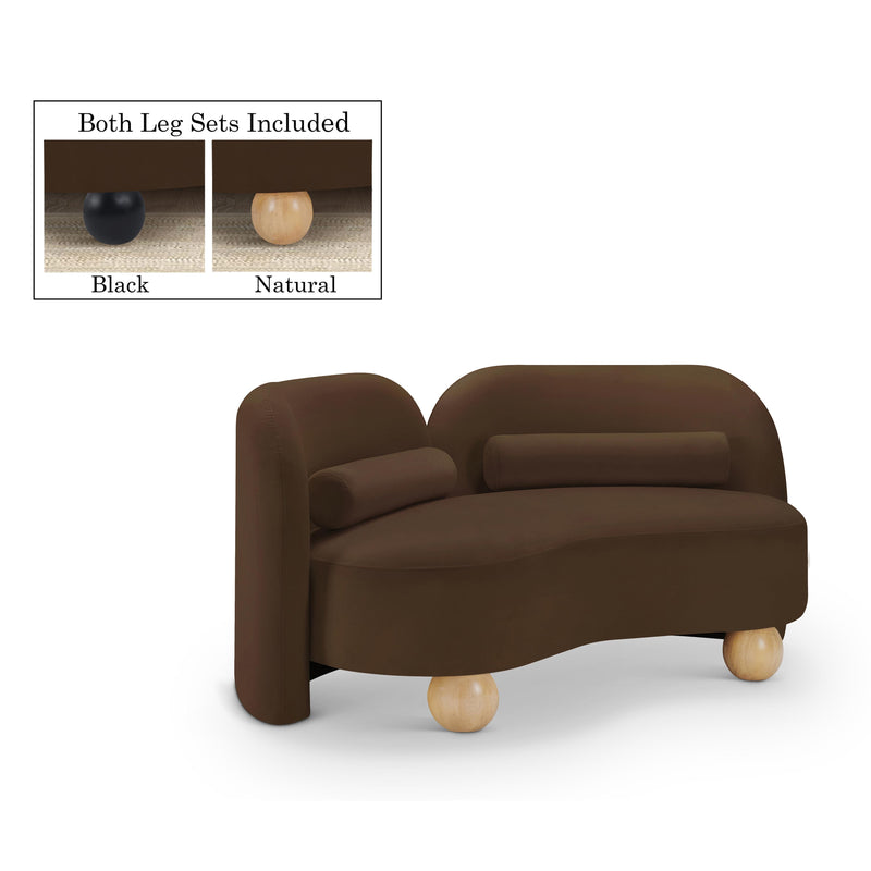 Meridian Daphne Brown Velvet Loveseat IMAGE 1