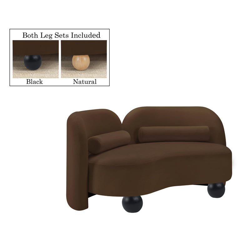 Meridian Daphne Brown Velvet Loveseat IMAGE 2