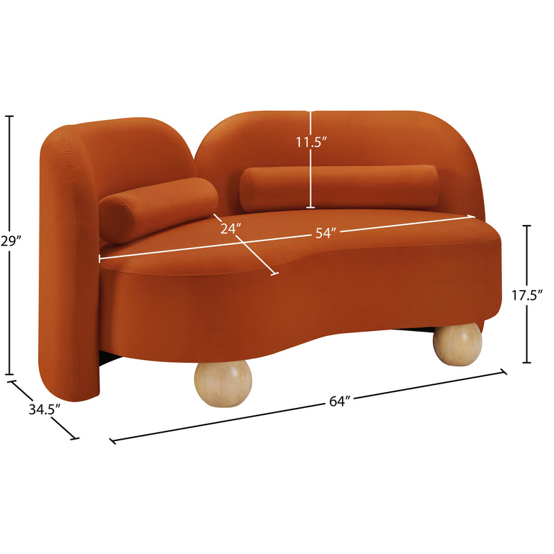 Meridian Daphne Cognac Velvet Loveseat IMAGE 17
