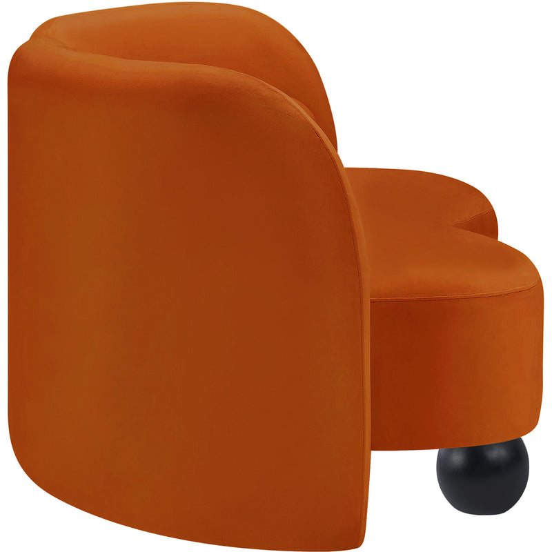 Meridian Daphne Cognac Velvet Loveseat IMAGE 6