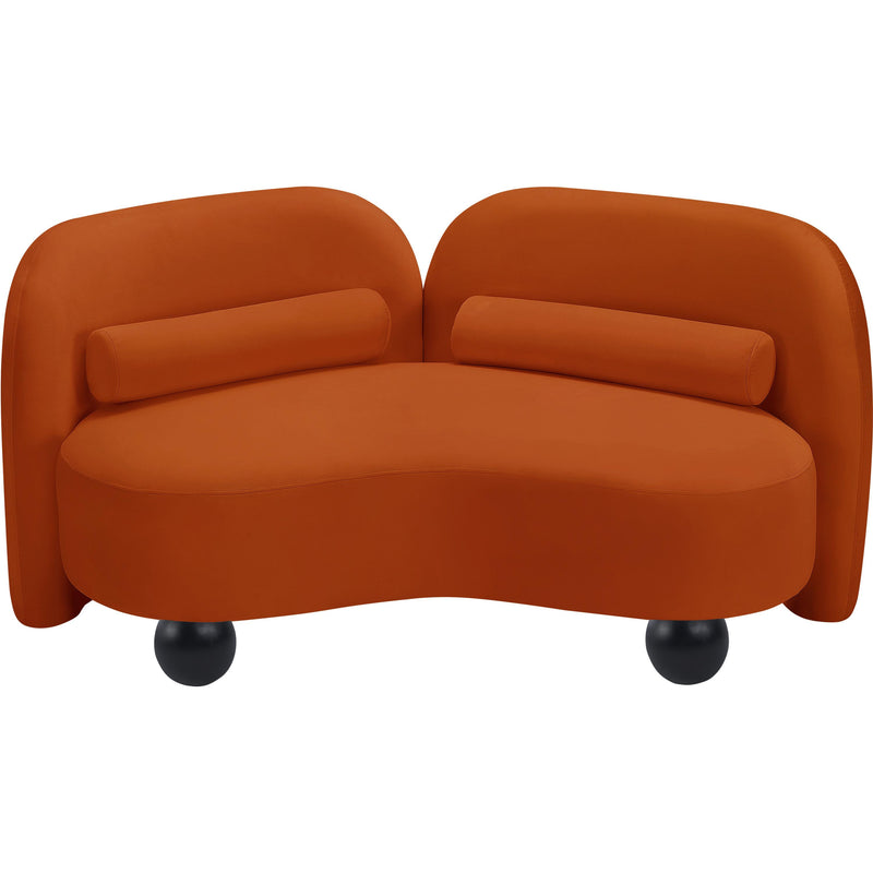 Meridian Daphne Cognac Velvet Loveseat IMAGE 9
