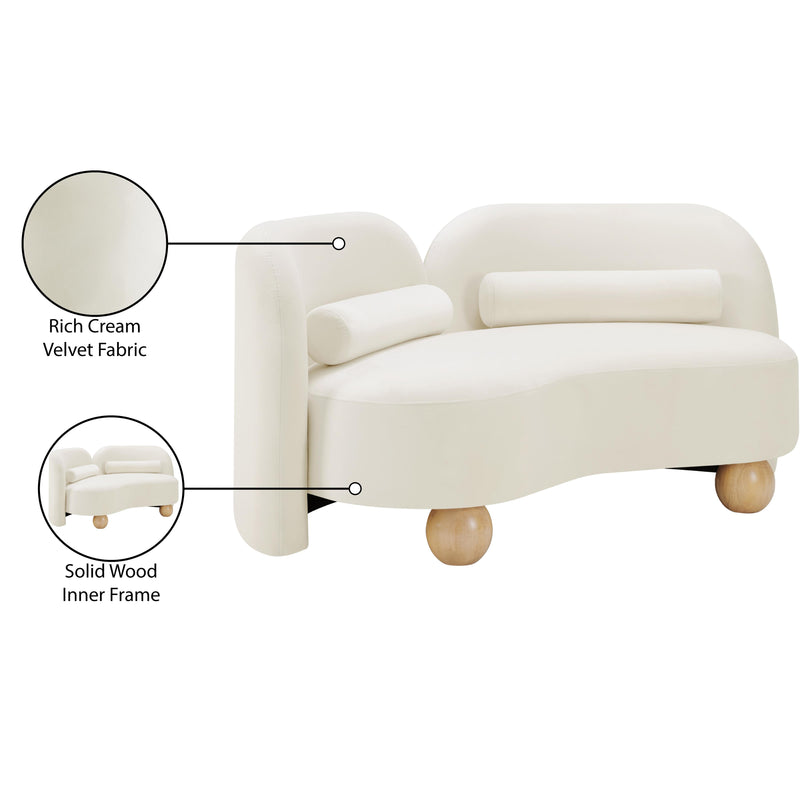 Meridian Daphne Cream Velvet Loveseat IMAGE 18
