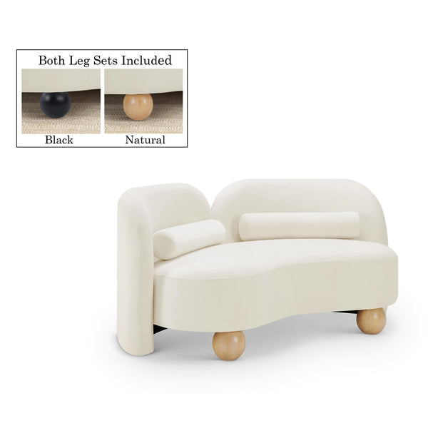 Meridian Daphne Cream Velvet Loveseat IMAGE 1