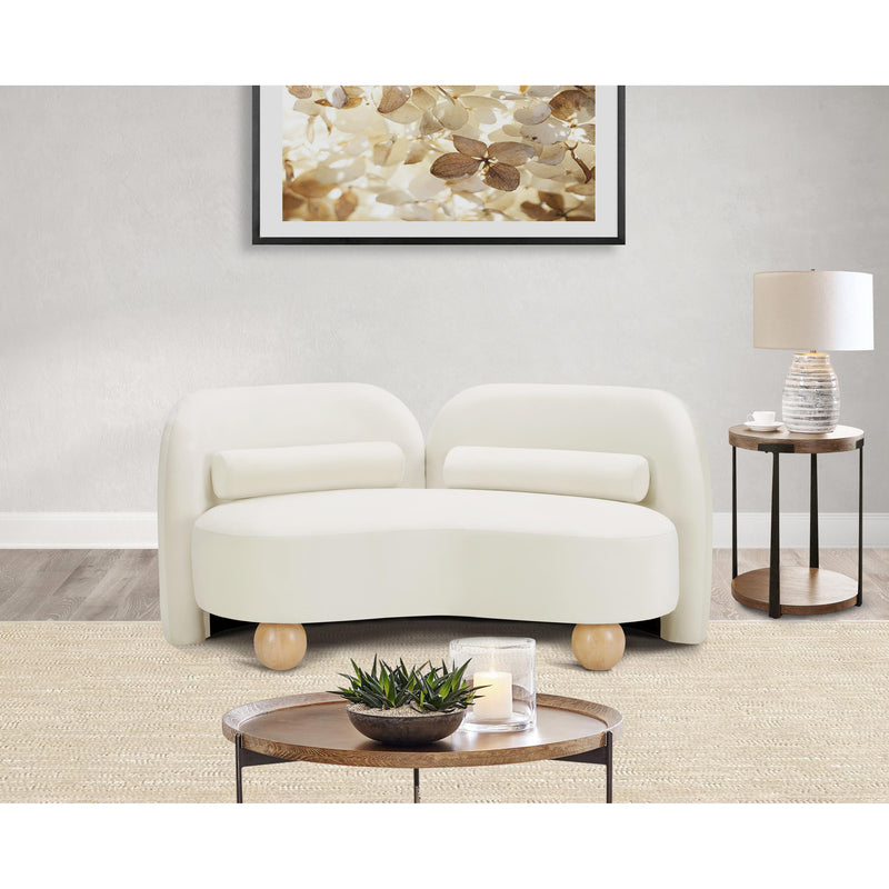 Meridian Daphne Cream Velvet Loveseat IMAGE 3
