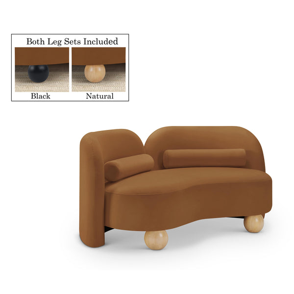 Meridian Daphne Saddle Velvet Loveseat IMAGE 1
