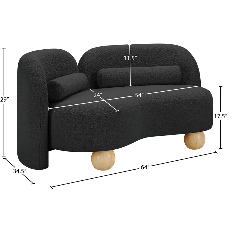 Meridian Daphne Black Boucle Fabric Loveseat IMAGE 17