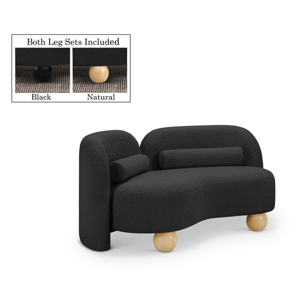Meridian Daphne Black Boucle Fabric Loveseat IMAGE 1