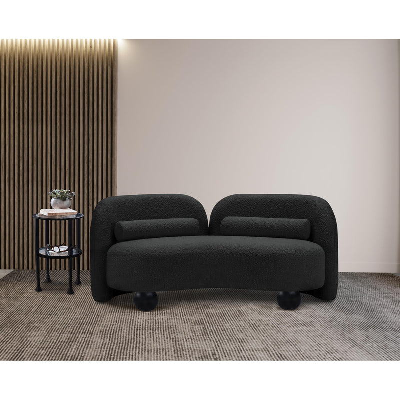 Meridian Daphne Black Boucle Fabric Loveseat IMAGE 4