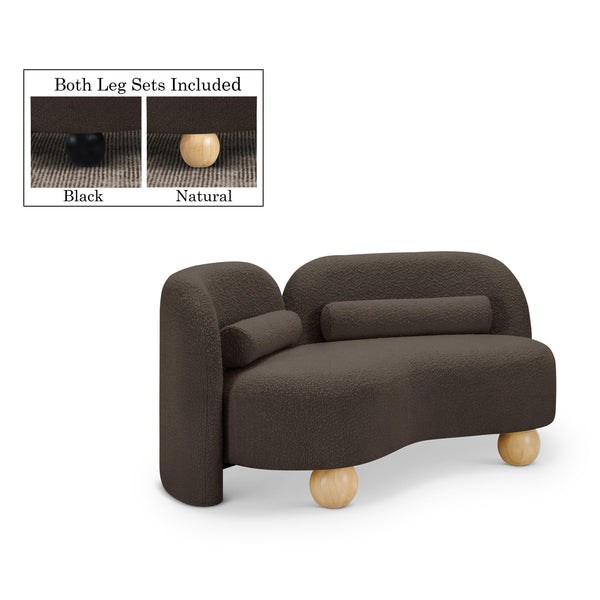 Meridian Daphne Brown Boucle Fabric Loveseat IMAGE 1