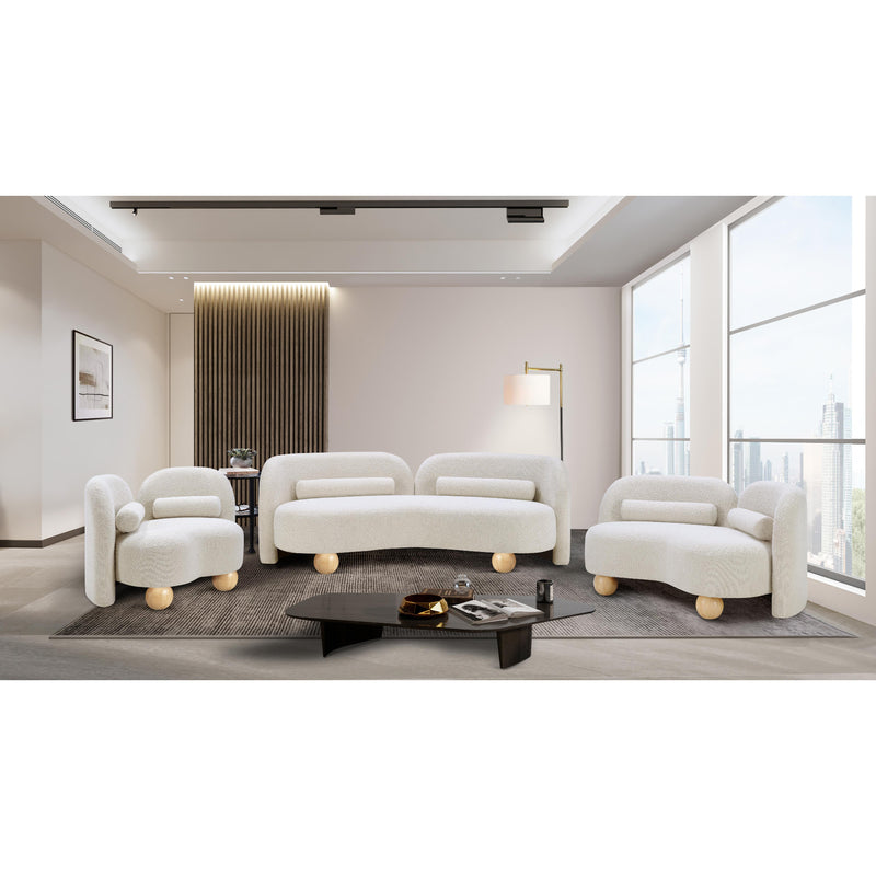 Meridian Daphne Cream Boucle Fabric Loveseat IMAGE 15