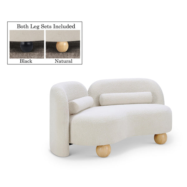 Meridian Daphne Cream Boucle Fabric Loveseat IMAGE 1