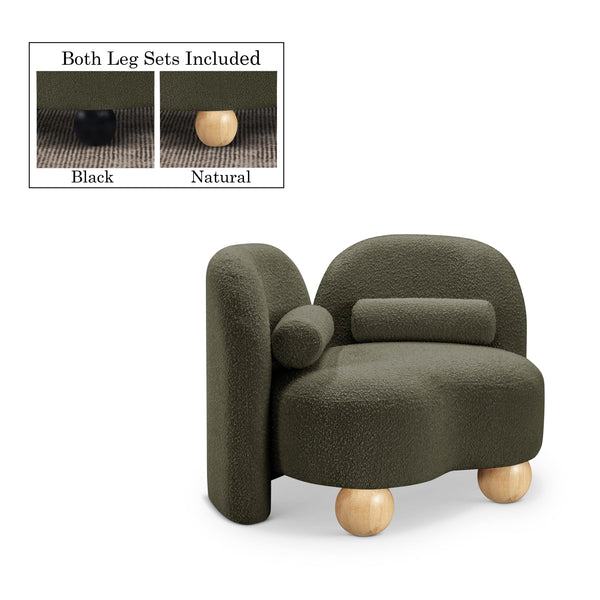 Meridian Daphne Olive Boucle Fabric Chair IMAGE 1