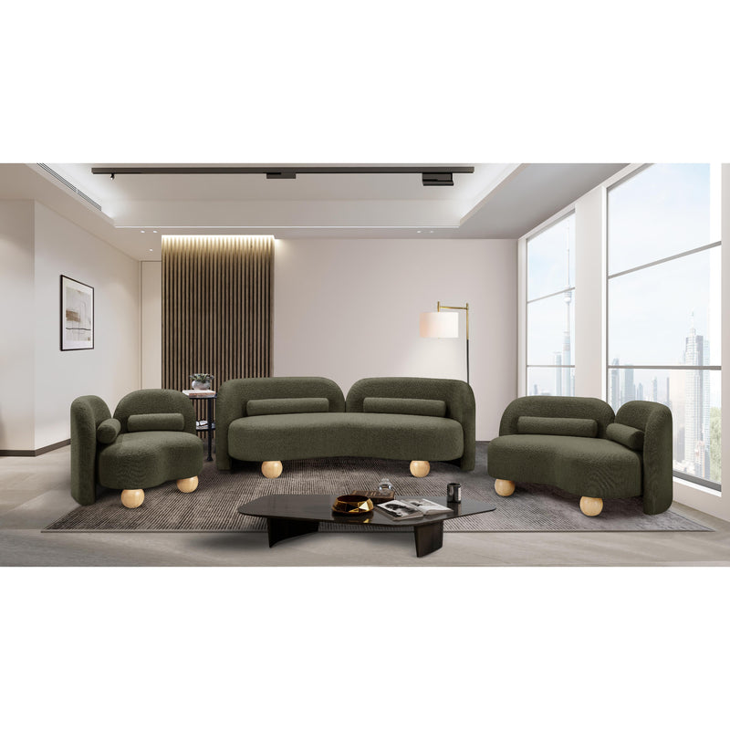 Meridian Daphne Olive Boucle Fabric Loveseat IMAGE 15