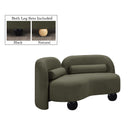 Meridian Daphne Olive Boucle Fabric Loveseat IMAGE 2