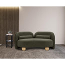 Meridian Daphne Olive Boucle Fabric Loveseat IMAGE 3