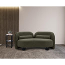 Meridian Daphne Olive Boucle Fabric Loveseat IMAGE 4