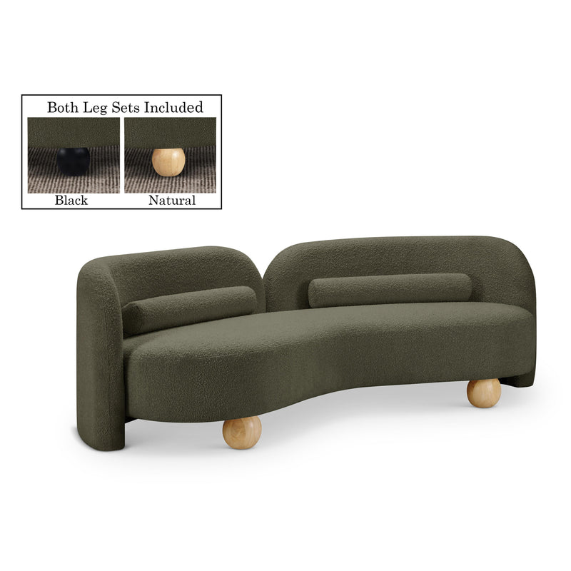 Meridian Daphne Olive Boucle Fabric Sofa IMAGE 1