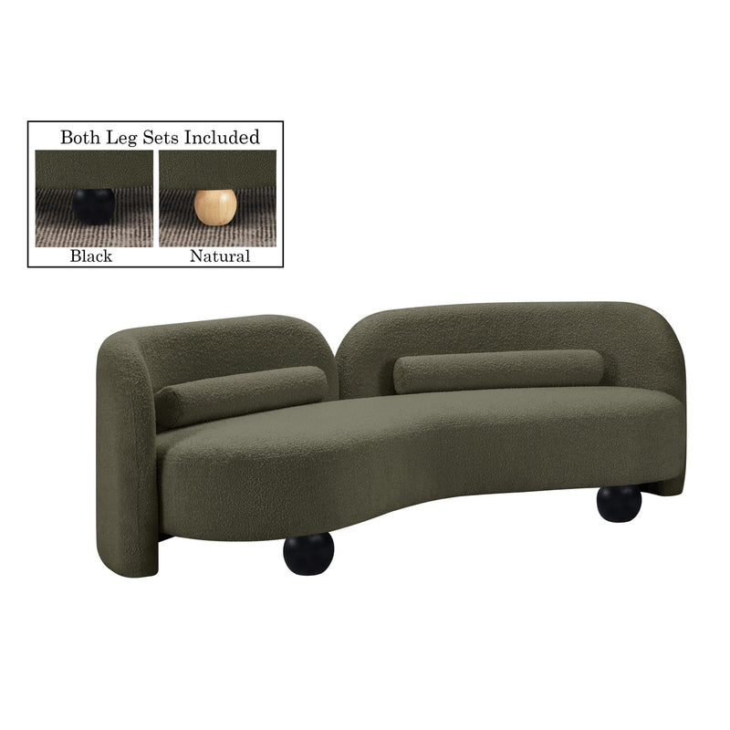 Meridian Daphne Olive Boucle Fabric Sofa IMAGE 2
