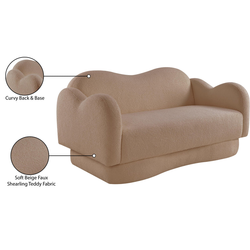 Meridian Bloom Beige Teddy Fabric Loveseat IMAGE 15