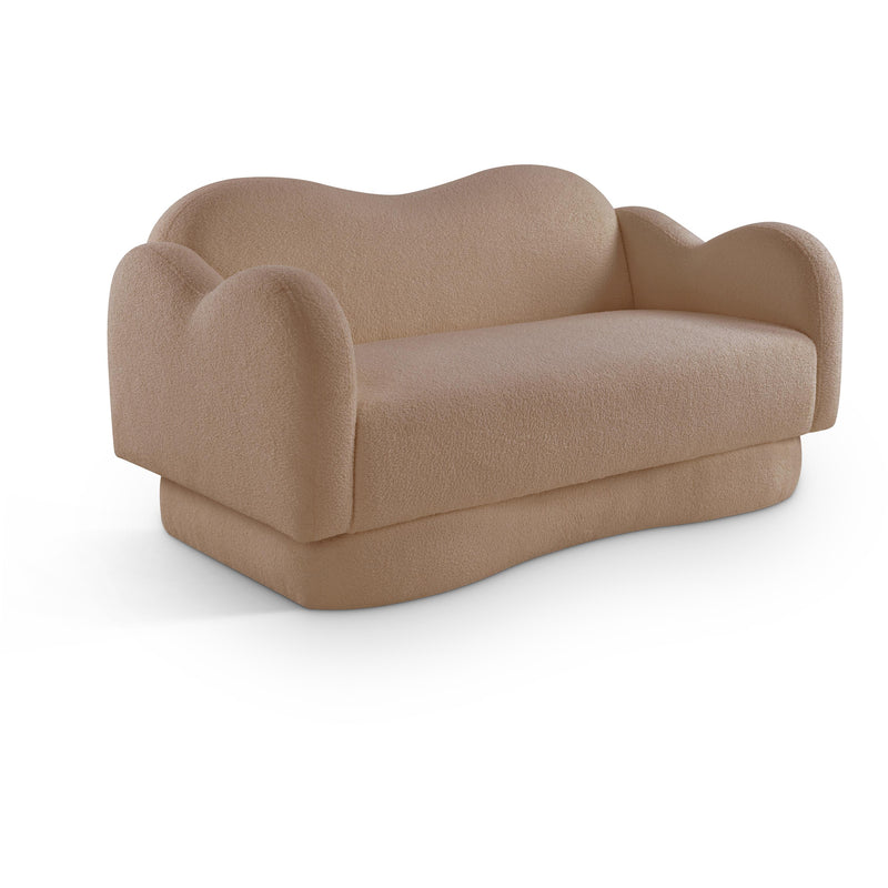 Meridian Bloom Beige Teddy Fabric Loveseat IMAGE 1