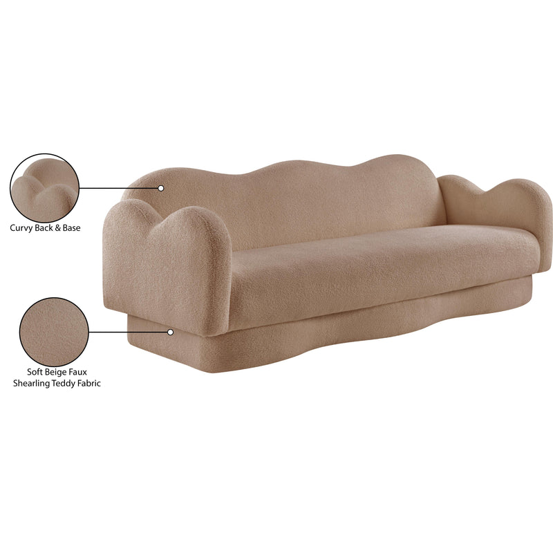 Meridian Bloom Beige Teddy Fabric Sofa IMAGE 17