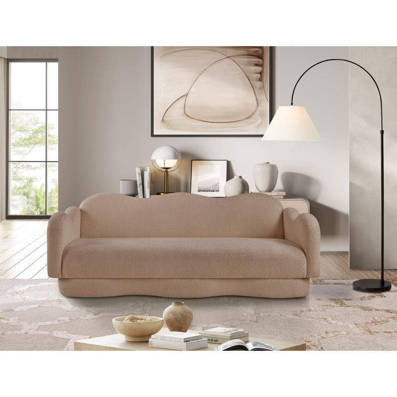 Meridian Bloom Beige Teddy Fabric Sofa IMAGE 2