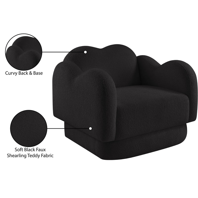 Meridian Bloom Black Teddy Fabric Chair IMAGE 13