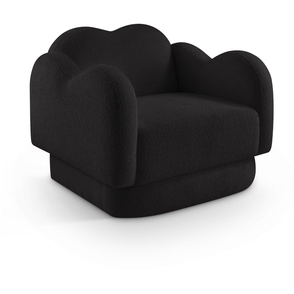 Meridian Bloom Black Teddy Fabric Chair IMAGE 1
