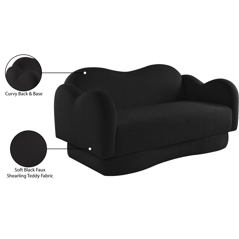 Meridian Bloom Black Teddy Fabric Loveseat IMAGE 15