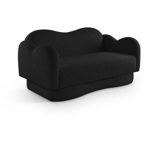 Meridian Bloom Black Teddy Fabric Loveseat IMAGE 1