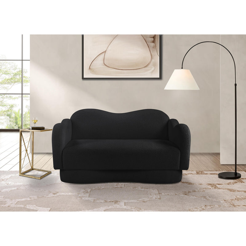 Meridian Bloom Black Teddy Fabric Loveseat IMAGE 2