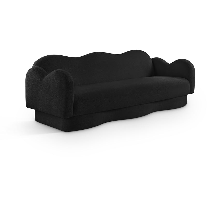 Meridian Bloom Black Teddy Fabric Sofa IMAGE 1