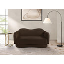 Meridian Bloom Brown Teddy Fabric Loveseat IMAGE 2