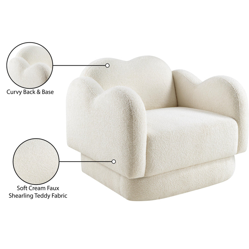 Meridian Bloom Cream Teddy Fabric Chair IMAGE 13