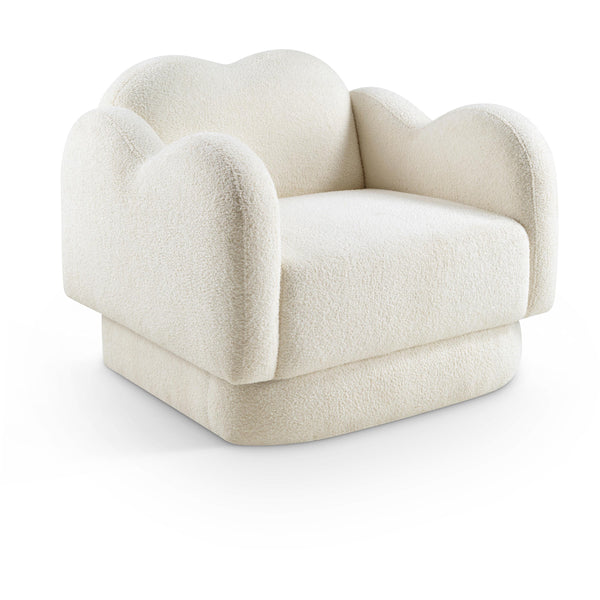 Meridian Bloom Cream Teddy Fabric Chair IMAGE 1
