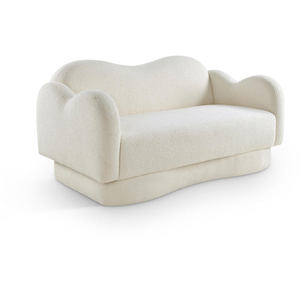 Meridian Bloom Cream Teddy Fabric Loveseat IMAGE 1