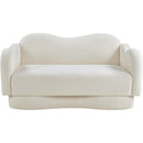 Meridian Bloom Cream Teddy Fabric Loveseat IMAGE 3
