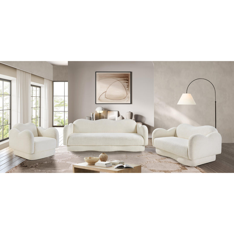 Meridian Bloom Cream Teddy Fabric Sofa IMAGE 18