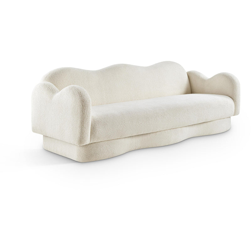 Meridian Bloom Cream Teddy Fabric Sofa IMAGE 1